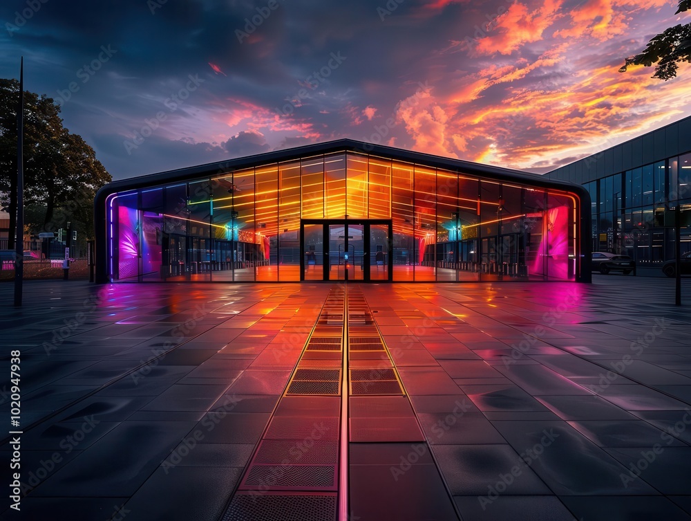 Fototapeta premium Urban Open-Air Cinema, vibrant colors, dynamic scenes, outdoor setting, photography