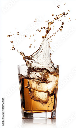 a glass wine glass with water pouring into it from the top