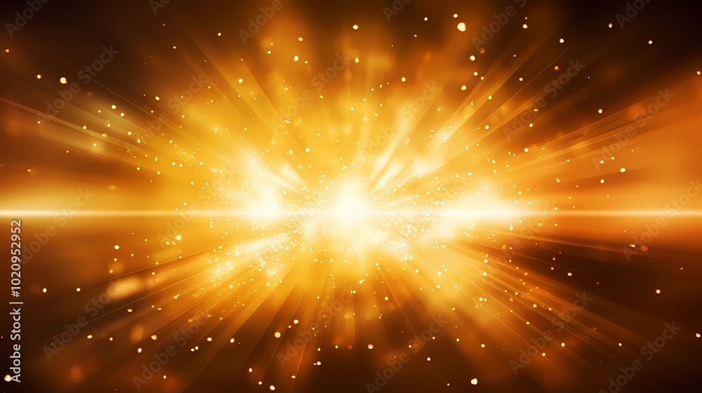 Fototapeta premium A dazzling burst of golden light spreads across a dark background, creating a dynamic effect.