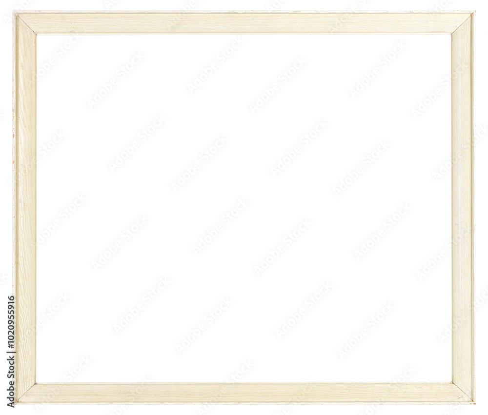 White wooden picture frame in PNG format on a transparent background.