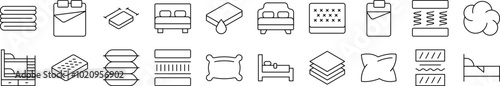 Pillow, Cushion Related Line Icon Collection. Editable Stroke. Perfect for Infographics, Articles, Books, Flyers, Banners