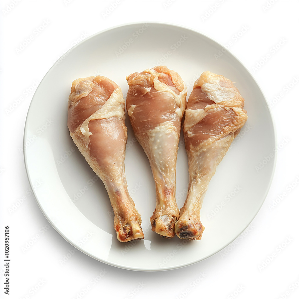 Fresh Leg Pieces on a Plate on Solid White Background Fresh Leg Pieces on a Plate on Solid White Background