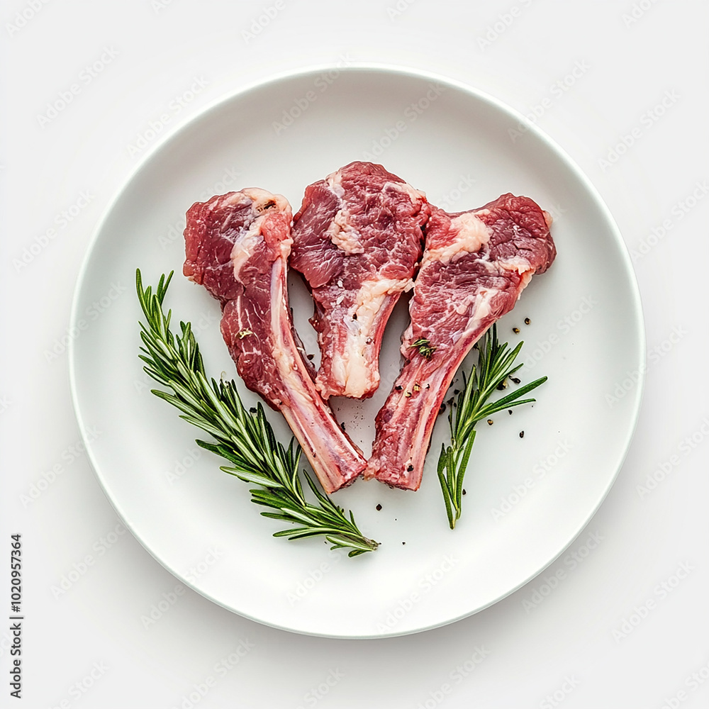 Fresh Leg Pieces on a Plate on Solid White Background Fresh Leg Pieces on a Plate on Solid White Background