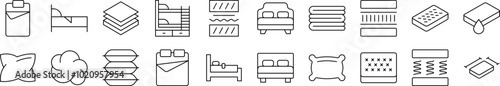 Pillow, Cushion Outline Icon Collection. Editable Stroke. Perfect for Infographics, Articles, Books, Flyers, Banners