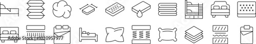 Pillow, Cushion Outline Icon Collection. Editable Stroke. Perfect for Infographics, Articles, Books, Flyers, Banners