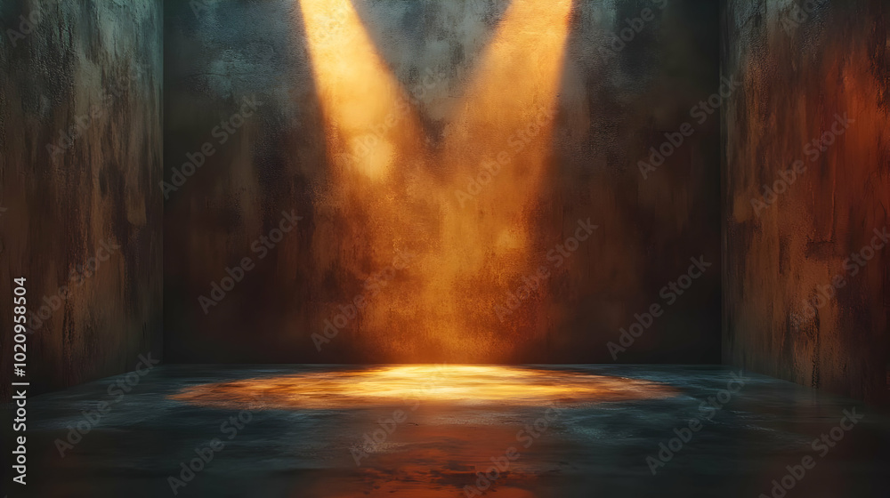 Obraz premium Dark Room with Spotlight 3D Illustration