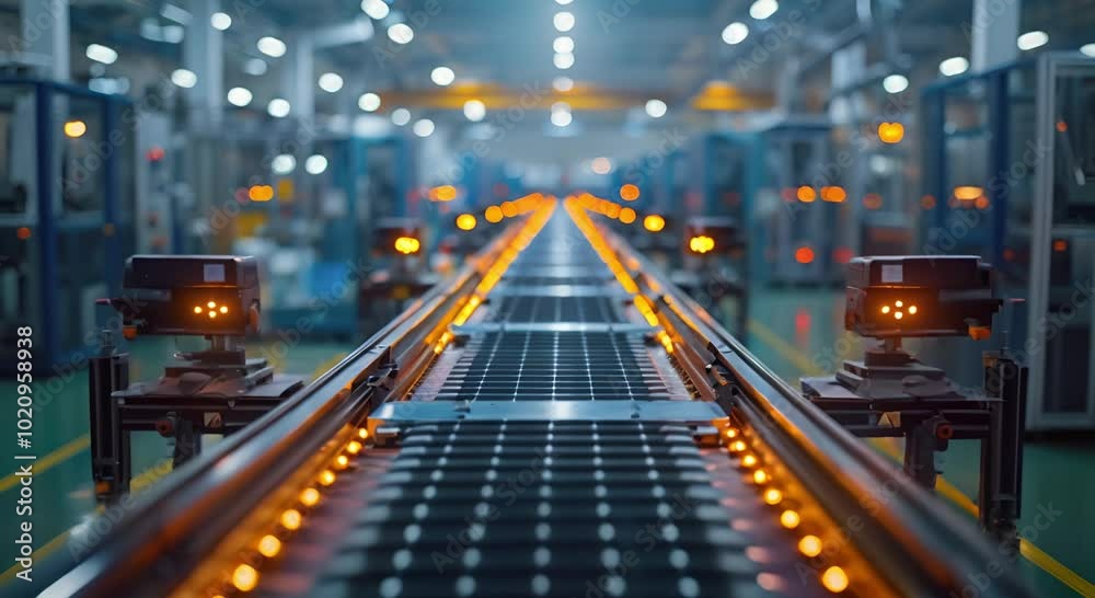 Automated Conveyor Belt System with Solar Panel Components Automated Conveyor Belt System with Solar Panel Components