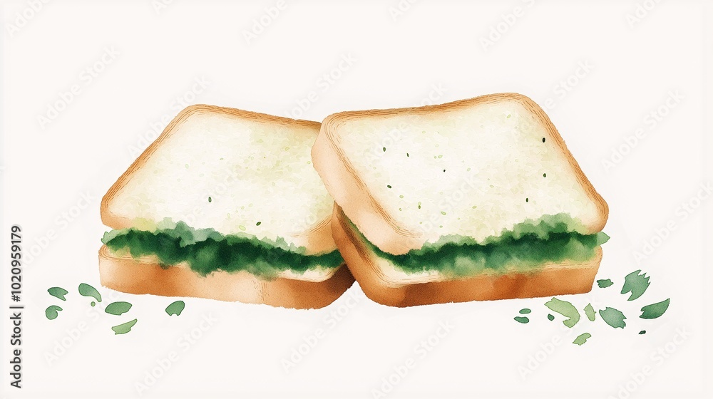 Freshly Made Green Sandwich with Bread Slices Freshly Made Green Sandwich with Bread Slices
