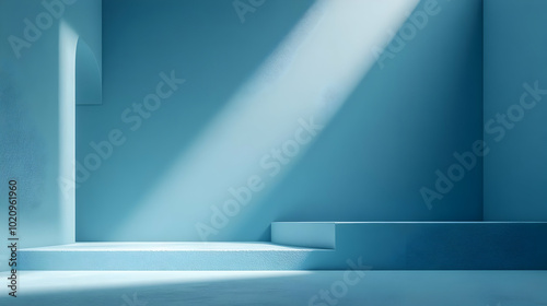 Abstract 3D Blue Background with Light and Shadows