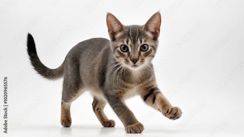 Blue abyssinian cat on grey background Blue abyssinian cat on grey background