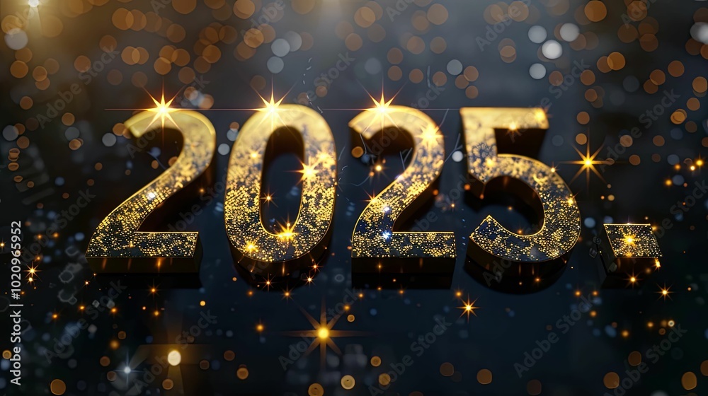 Sparkling Gold 2025 Against a Glittering Background