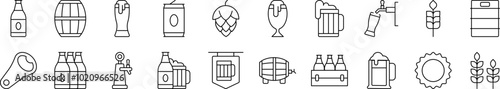 Beer Simple Icon Collection. Editable Stroke. Perfect for Infographics, Articles, Books, Flyers, Banners