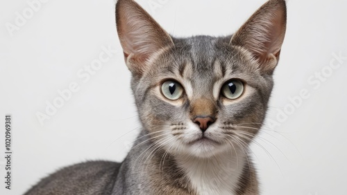 Portrait of Blue abyssinian cat on grey background