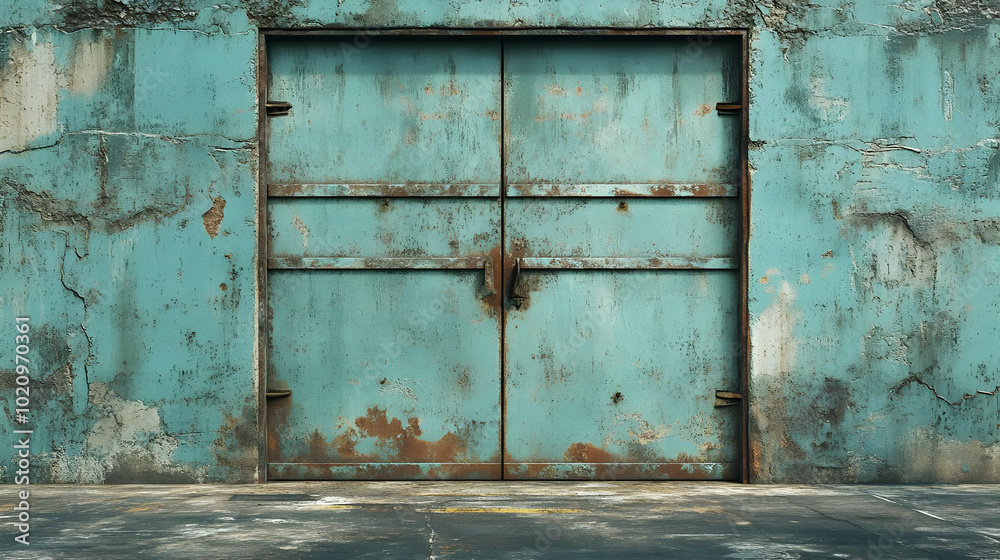Grunge Metal Door And Weathered Wall Background Illustration Grunge Metal Door And Weathered Wall Background Illustration