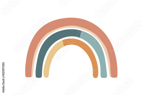 A stylized rainbow illustration with muted colors on a white isolated background.