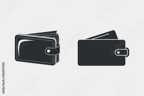 black wallets illustration with simple minimalistic design