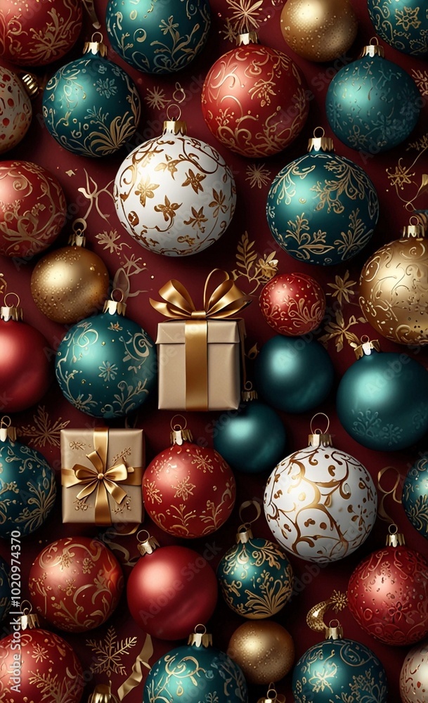 christmas wallpaper or background, balls and gifts tree decorations christmas wallpaper or background, balls and gifts tree decorations