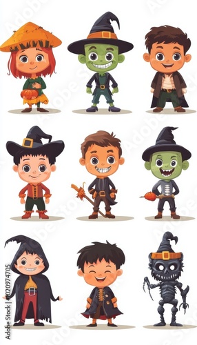 A group of kids dressed in cute Halloween costumes