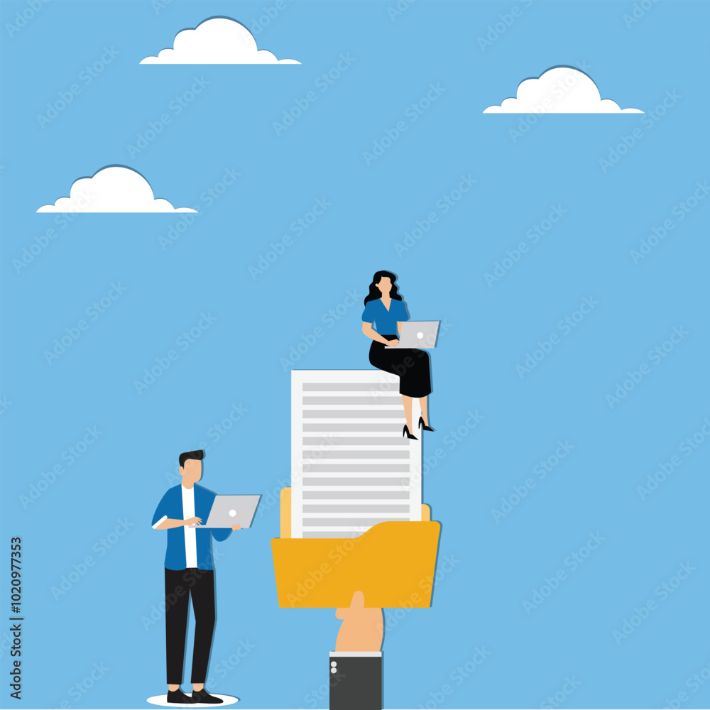 Business people working with paper document file folder Business people working with paper document file folder