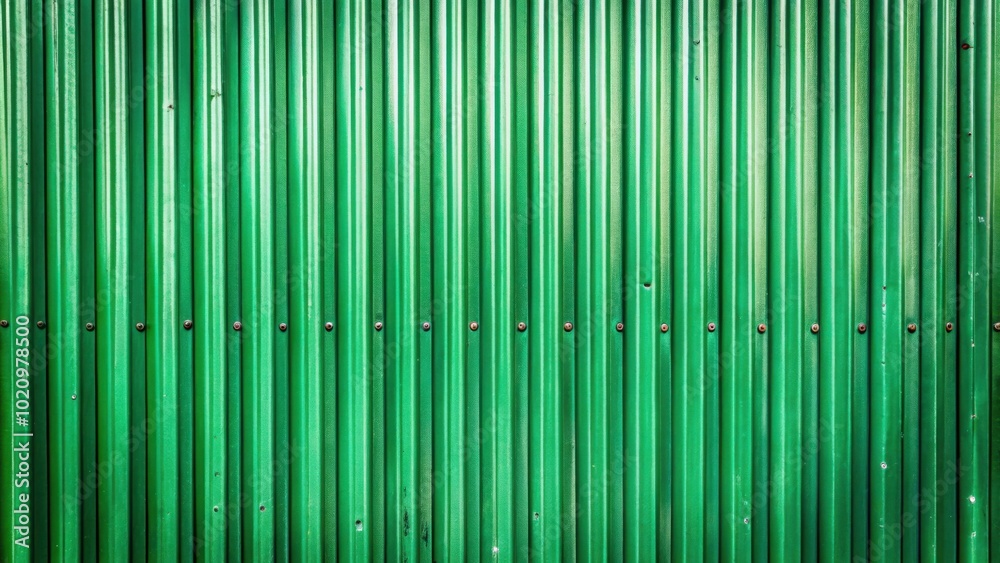 A textured background of a corrugated metal sheet in vibrant green, featuring rows of rivets for a rustic industrial aesthetic A textured background of a corrugated metal sheet in vibrant green, featuring rows of rivets for a rustic industrial aesthetic
