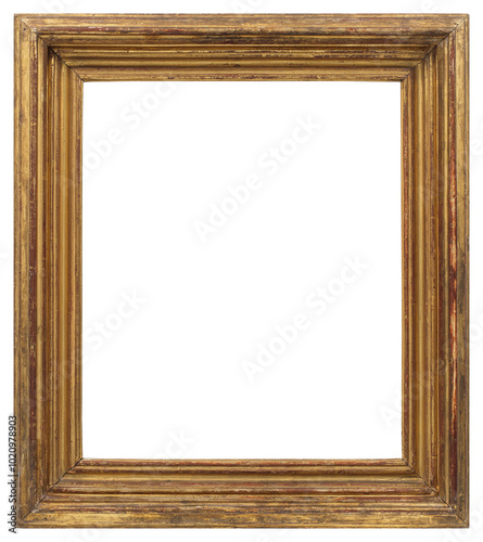 Old shabby wooden picture frame. In PNG format on a transparent background.