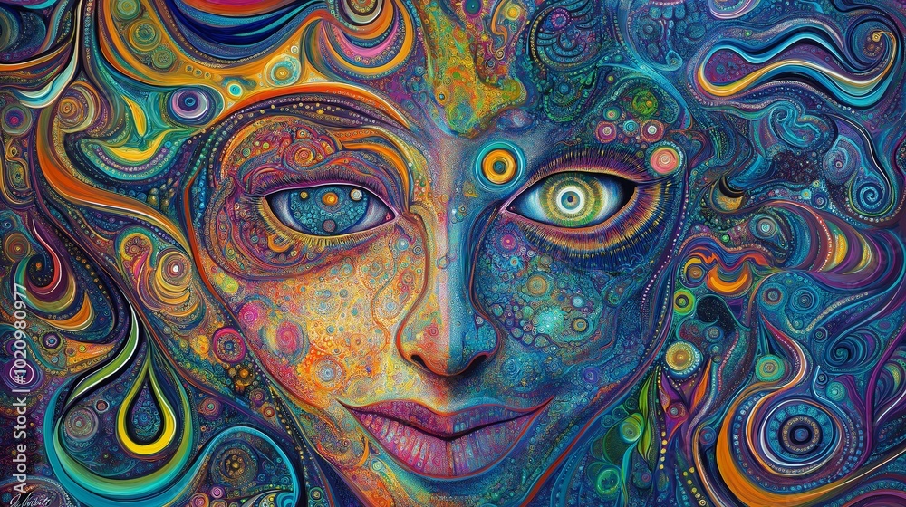 psychedelic trip vibrant illustration colorful face self awareness and creativity psychedelic trip vibrant illustration colorful face self awareness and creativity