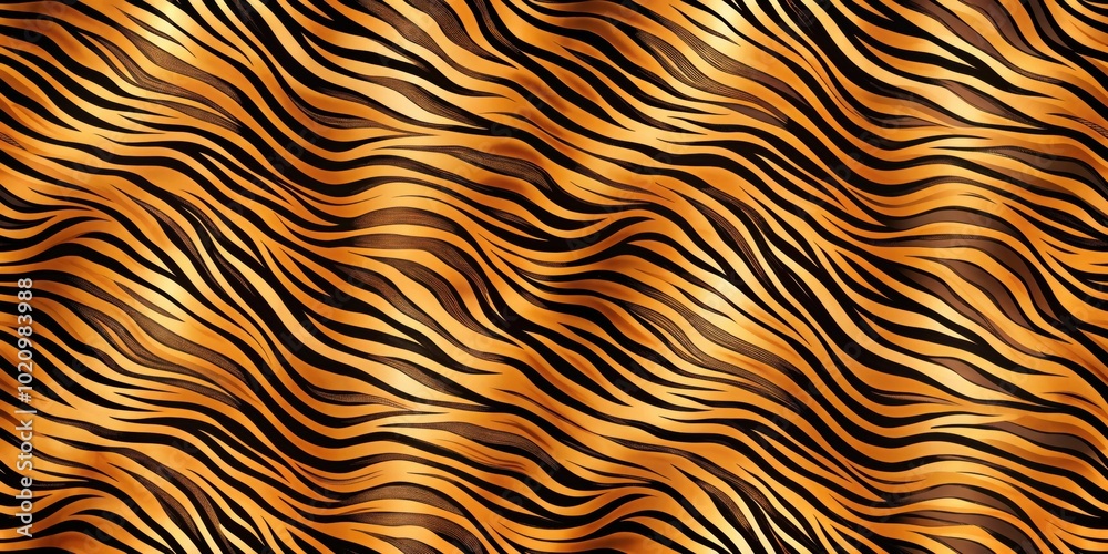 A Wavy, Abstract Tiger Stripe Pattern in Shades of Gold and Black A Wavy, Abstract Tiger Stripe Pattern in Shades of Gold and Black
