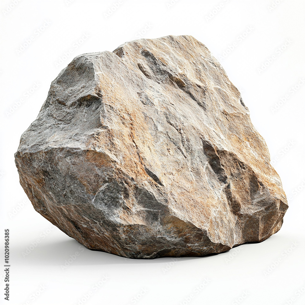 Obraz premium Heavy Rock Stone on Solid White Background