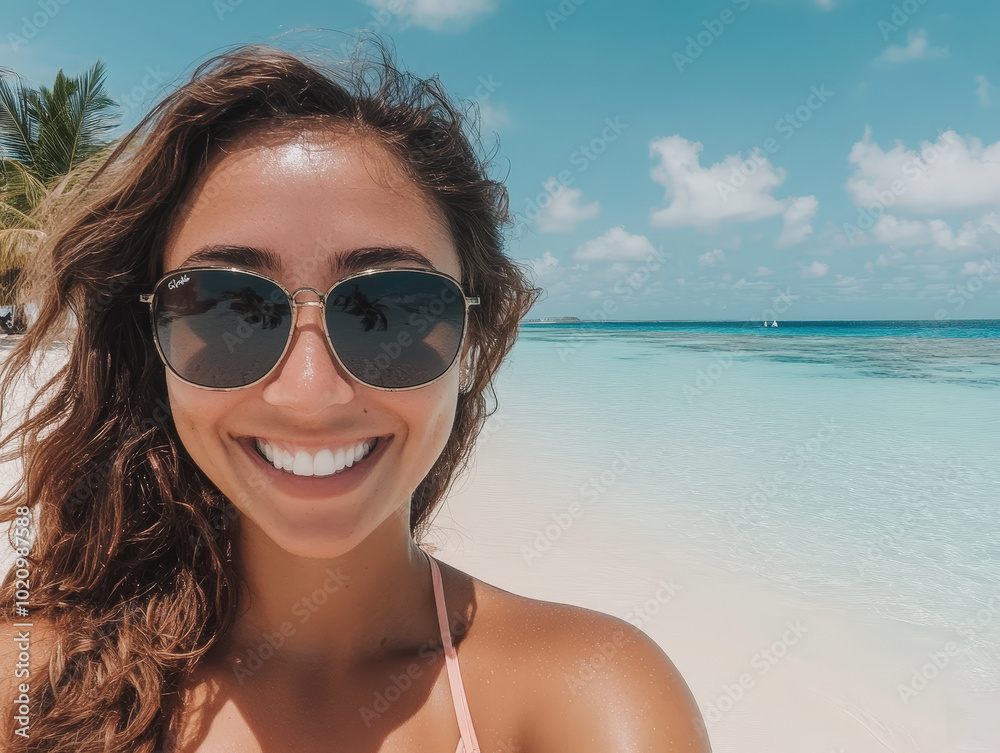 Smiling Selfie on a Beautiful Maldives Beach Smiling Selfie on a Beautiful Maldives Beach