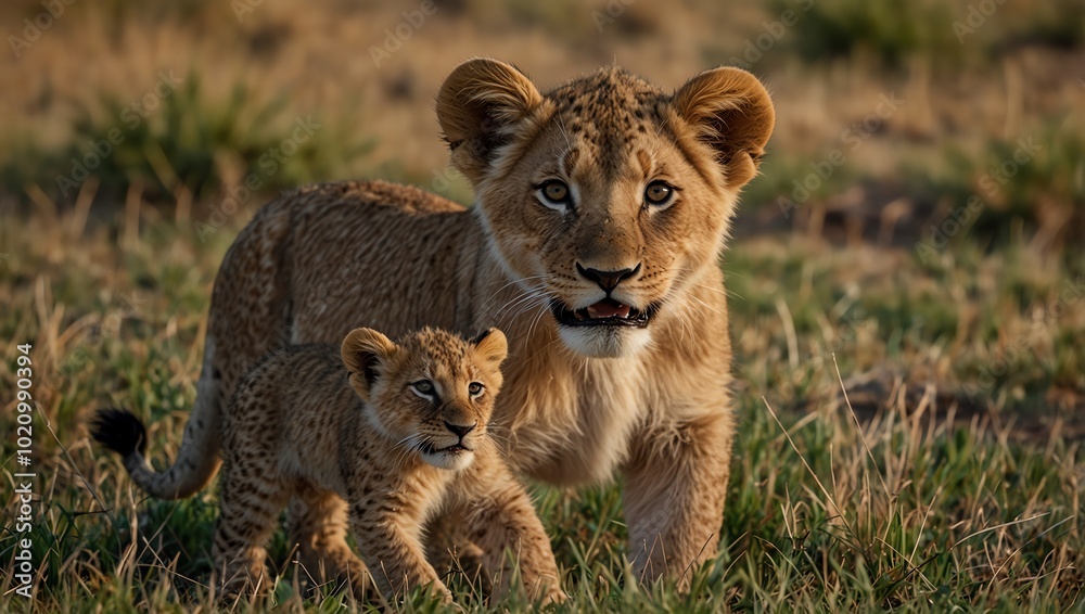 lion cub in the savannah lion cub in the savannah