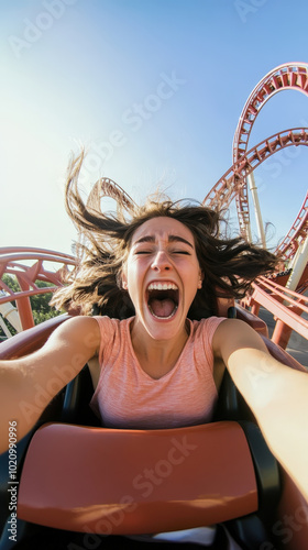 Enjoying the Thrill of a Rollercoaster Ride