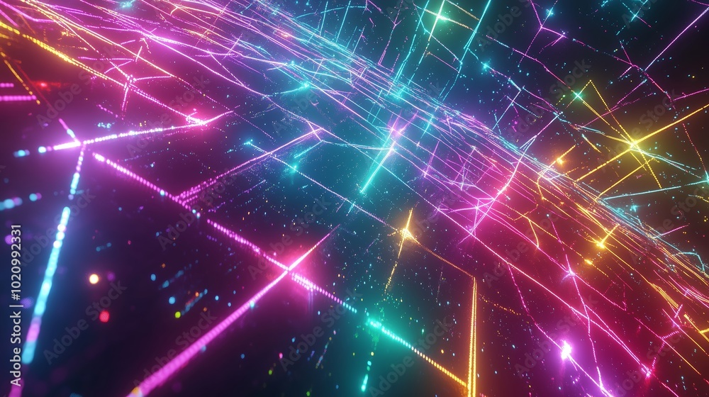 Vibrant neon lights create a dynamic digital landscape resembling a futuristic city at night Vibrant neon lights create a dynamic digital landscape resembling a futuristic city at night