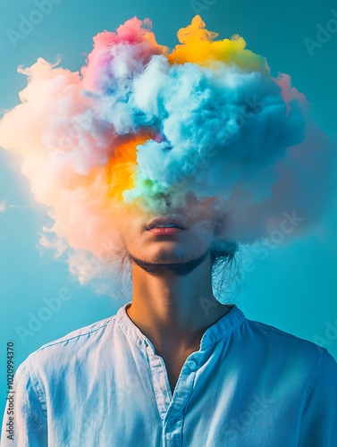 Image of a Person with a Cloud Covering the Face
