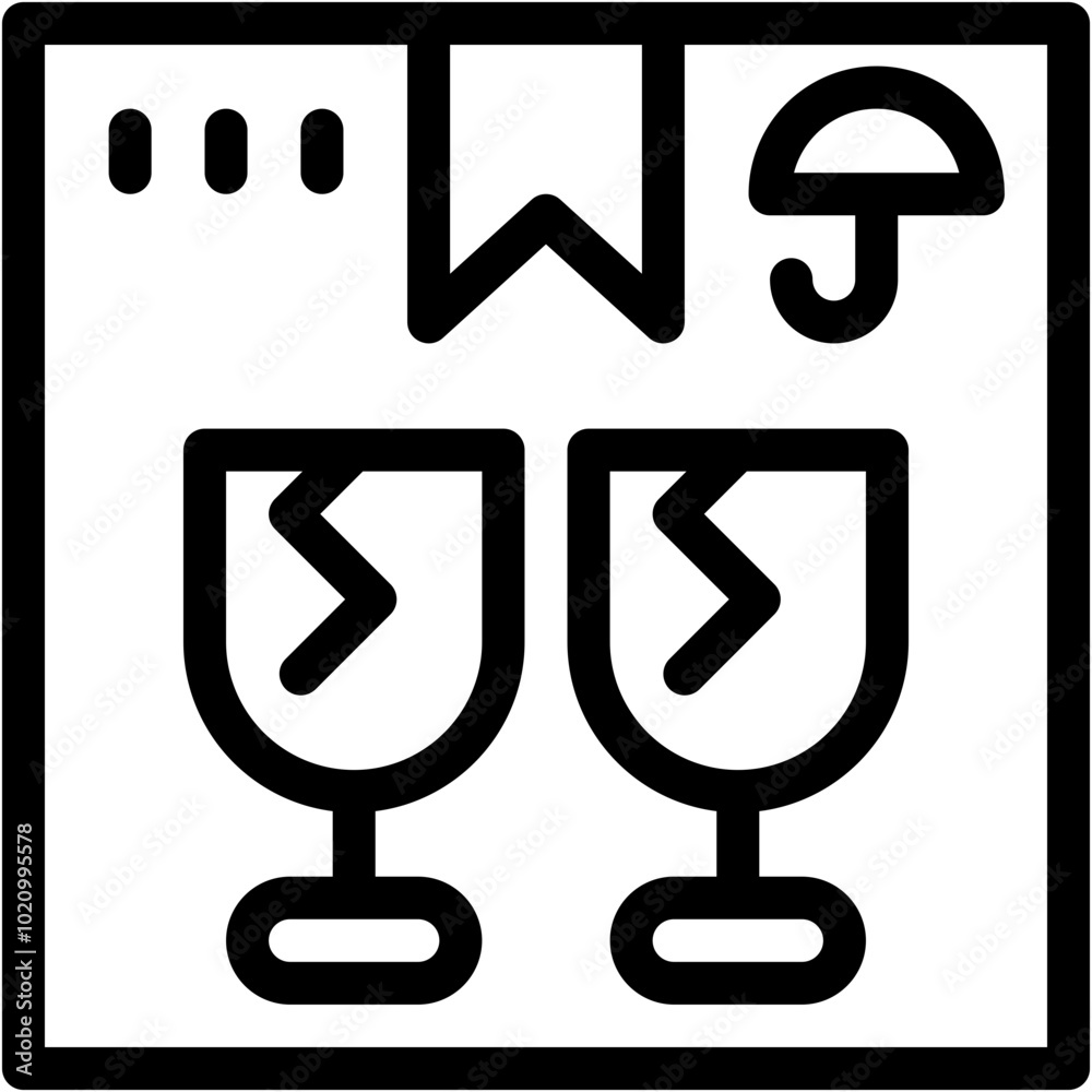 Vector Icon Fragile, Packaging, Delivery, Package, Broken, Glass Vector Icon Fragile, Packaging, Delivery, Package, Broken, Glass