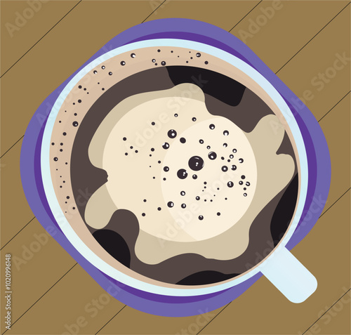 Cup of coffee with thick foam, background, wallpaper. Vector illustration.