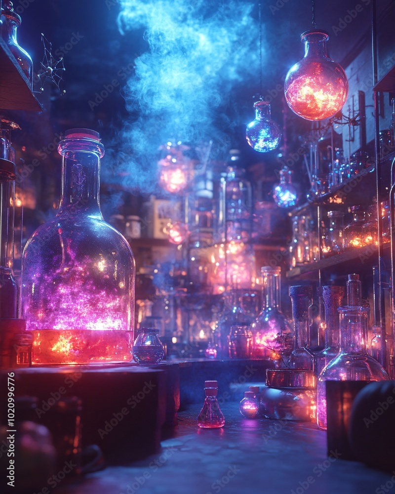 Fototapeta premium Colorful Halloween laboratory.