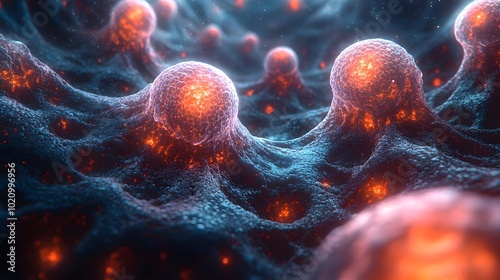 Conceptual image depicting the futuristic scenario of AI-driven nanotech systems exercising precise control and manipulation over human subjects,blurring the lines between technology and biology.