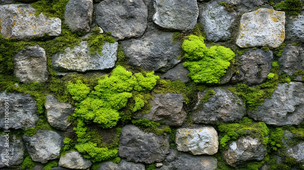 Photo depicting bright green moss on an old stone wall. Close-up. Slovenia, Ljubljana city, Castle area. Photo depicting bright green moss on an old stone wall. Close-up. Slovenia, Ljubljana city, Castle area.