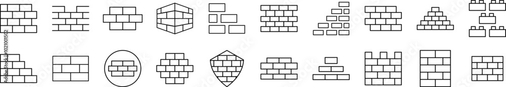 Brick Wall Related Image Collection. Editable Stroke. Perfect for Infographics, Articles, Books, Flyers, Banners Brick Wall Related Image Collection. Editable Stroke. Perfect for Infographics, Articles, Books, Flyers, Banners