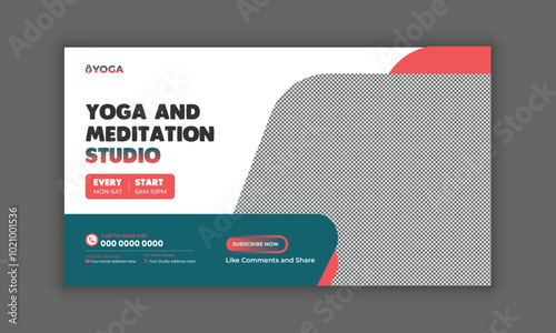 Meditation and Yoga YouTube Thumbnail Design Web Banner Template, Yoga Lessons for Beginners YouTube channel thumbnails