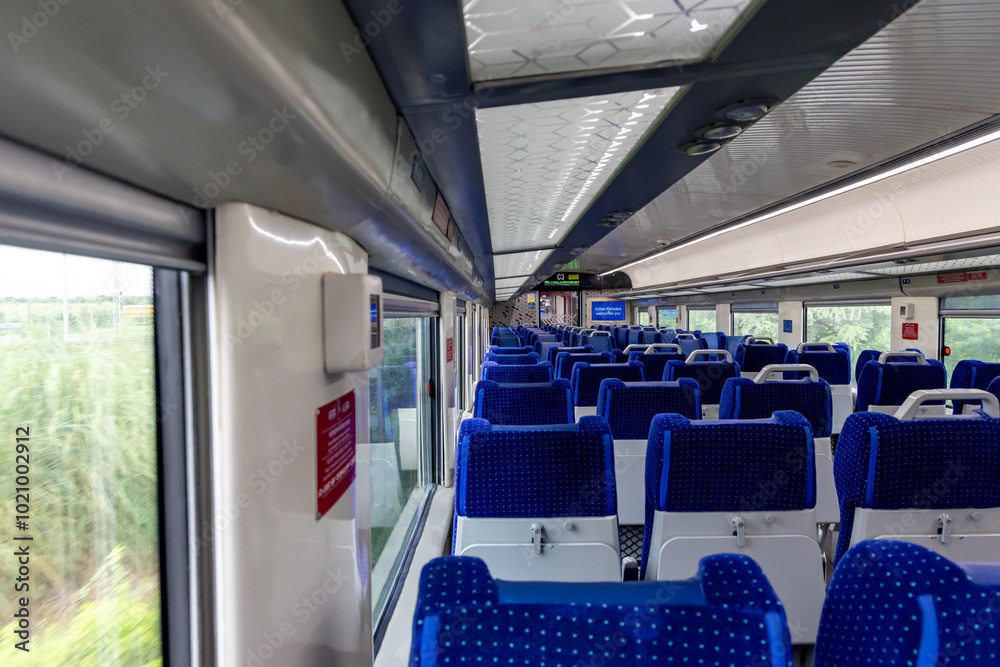 Naklejka premium Passenger Coaches of high speed Train During Daytime from low angle