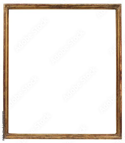 Narrow antique picture frame on a transparent background, in PNG format.