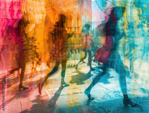 Urban Street Festival, dynamic scenes, vibrant colors, street setting, photography