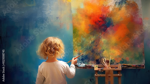 Young Artist: Child Engaged in Joyful Drawing Activity