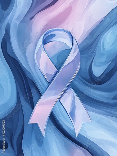 Ribbon Intertwined with a Calming Wave Pattern in Soft Pastel Colors