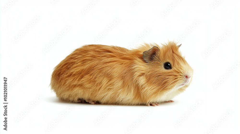 Guinea pig resting cutely on a light background, fluffy and adorable expression
Guinea pig resting cutely on a light background, fluffy and adorable expression
