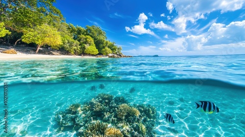 Vibrant Coral Reef Under Crystal Clear Water