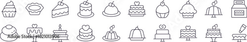 Cakes and Pastries Line Icon Collection. Editable Stroke. Perfect for Infographics, Articles, Books, Flyers, Banners