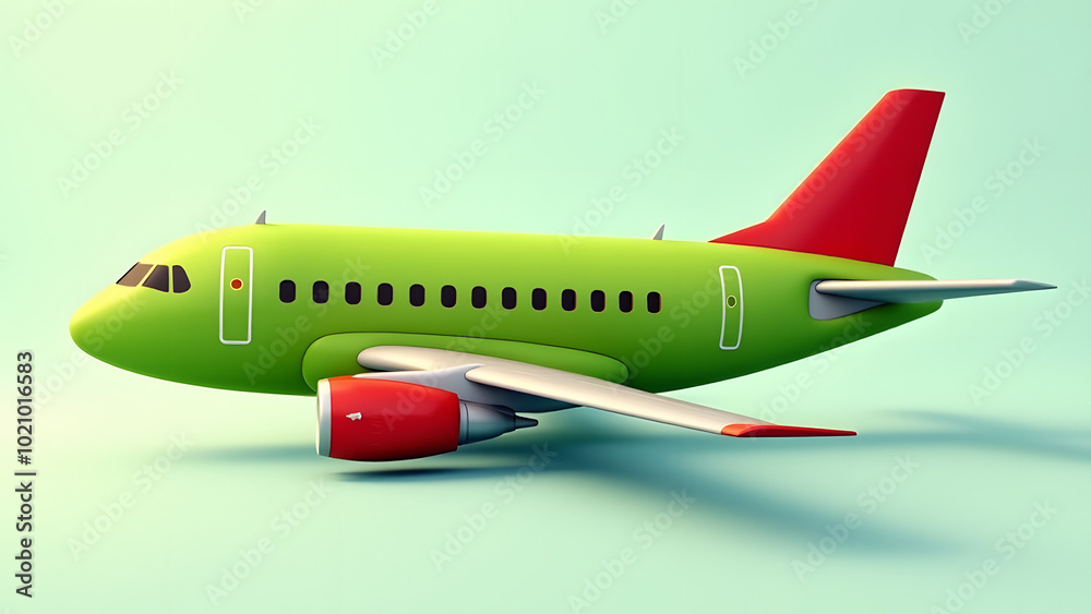 Fototapeta premium Creative Illustration of a Green and Red Airplane Playfully Imagined as a Dish to be Eaten