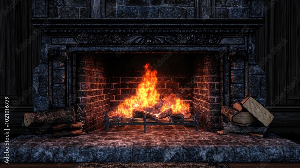 Obraz premium realistic electric fireplace simulator